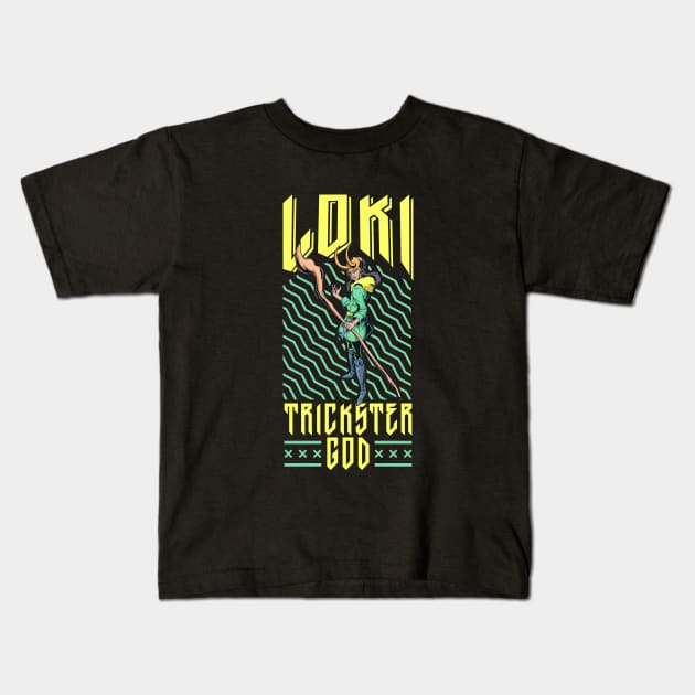 Viking trickster god Loki Kids T-Shirt by Modern Medieval Design